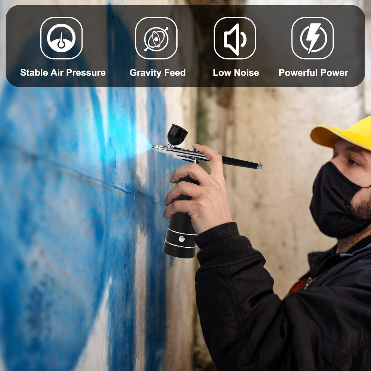 Airbrush, Upgraded Airbrush Kit with Compressor&rRechargeable Portable Cordless Air Brush Nail Machine, Airbrush Gun Set for Nail Art, Cake Decor, Makeup, Barber, Model Painting (Black) WoodArtSupply