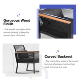 Patiorama 4 Piece Patio Furniture Set, Outdoor Wicker Bistro Set, All-Weather Black PE Rattan Conversation Set w/Coffee Table, Loveseat, Wood-Like Armrest, Cushions for Garden Balcony Deck, Dark Grey Patiorama