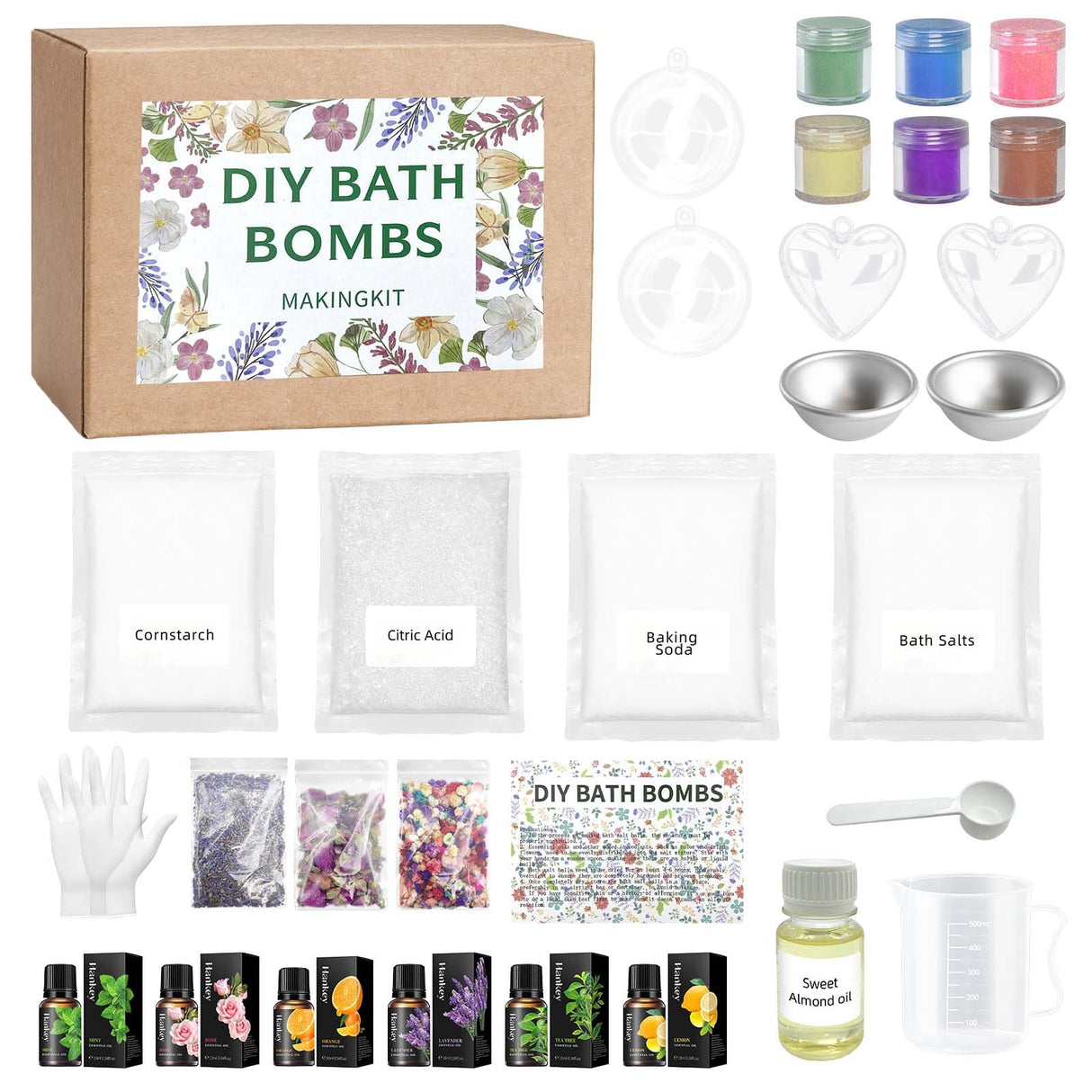 Dewiitine DIY Bath Bomb Making Kit, 33 Pcs with Molds, Soap Making Supplies, Gifts for Women & Girls, Floral Scent Dewiitine
