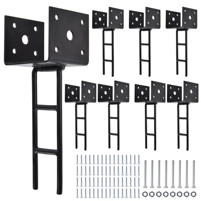 TPSHKE 8 Pack U Shape Post Anchor, 4"x 4" Post Base for Concrete, Design Patent Product, 11 Gauge 3 mm Thickness Galvanized Black Pergola Deck Bracket with Screws(Inner Dia 3.6x3.6)