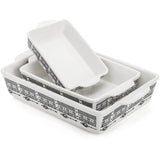 YOUEON Set of 3 Ceramic Baking Dish with Handles, Porcelain Bakeware Set with Boho Pattern, Casserole Dish, Lasagna Pans, Rectangular Baking Dish for Kitchen, Cooking, Cake Dinner Youeon