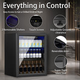 Compact Beverage Refrigerator,70 Can/1.6 Cubic Feet Mini Fridge with Glass Front Door for Soda, Beer or Wine, Under Counter Drink Dispenser with Adjustable Shelve & Digital Display (1.6 Cu) DollarDash