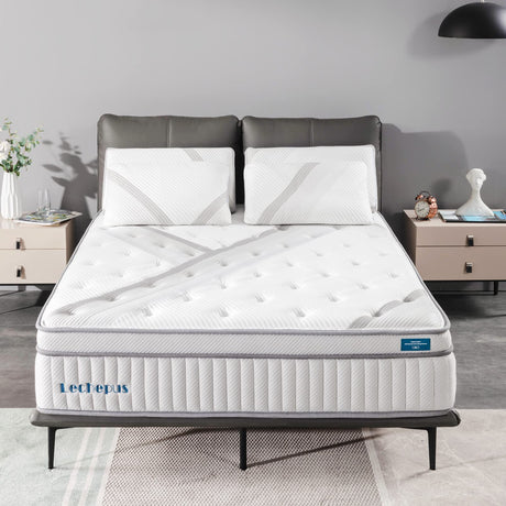 Cal King Mattress,Lechepus 14 Inch Hybrid Memory Foam Mattresses with Individual Pocket Springs,Mattress in Box,Plush Comfortable Mattress for Cool Sleep & Back Pain Relief,CertiPUR-US Certified Lechepussleep