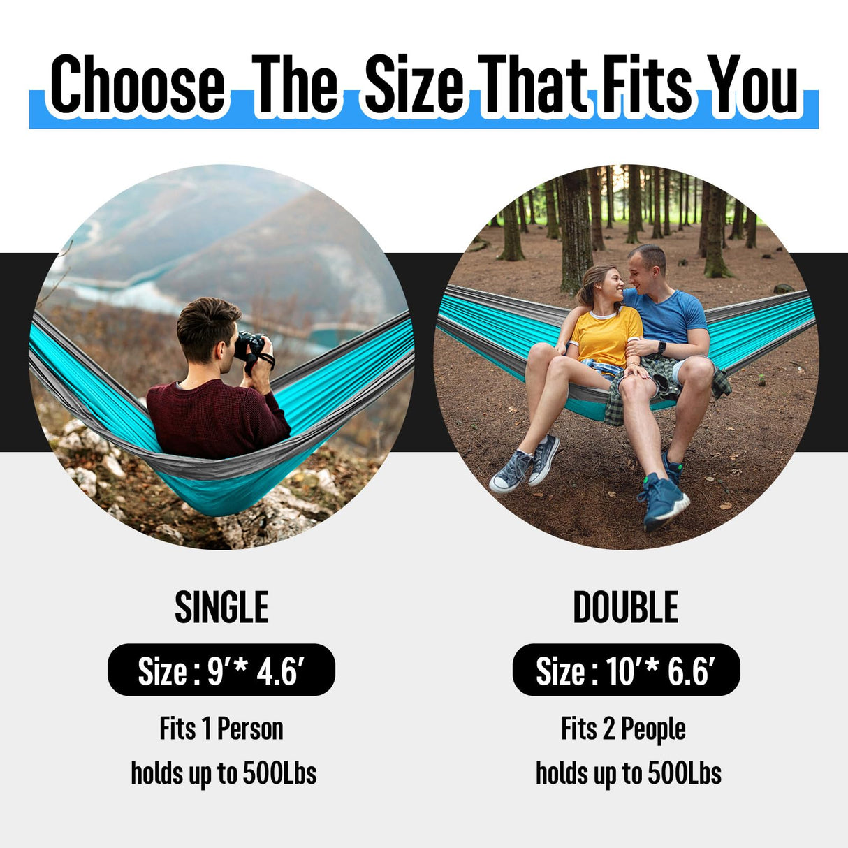 Camping Hammock Double & Single Portable Hammock with Tree Straps, Lightweight Nylon Parachute Hammocks Camping Accessories Gear for Indoor Outdoor Backpacking, Travel, Hiking, Beach Grassman