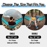 Camping Hammock Double & Single Portable Hammock with Tree Straps, Lightweight Nylon Parachute Hammocks Camping Accessories Gear for Indoor Outdoor Backpacking, Travel, Hiking, Beach Grassman