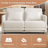 Korser 56.3" W x 74.8" D Small Full Size Pullout Sofa, Futon Sofa Bed with Side Pockets, Convertible Loveseat with Washable Breathable Cover, Living Room Futon Sofa, White Korser