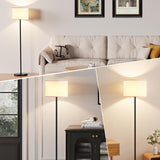 Modern Floor Lamp Simple Design with White Shade, Foot Pedal Switch, 60" Small Tall Lamps for Living Room Bedroom Office Dining Room Kitchen, Black Pole Lamp(Without Bulb) Ambimall