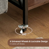 Giantex Record Player Stand, Vinyl Record Storage Table w/ 3 M-shaped Dividers & 4 Rolling Wheels, Turntable Stand Holds Up to 250 Albums for Living Room, Office, Rustic Brown Giantex