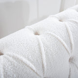 PHOYAL 3 Seater Sofa, Teddy Velvet Chesterfield Sofa Modern Tufted Couch 3 Seater Large Sofa with Scroll Arms and Nailhead for Living Room, White PHOYAL