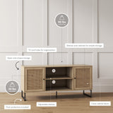 Nathan James 74101 Mina Modern TV Stand, Entertainment Cabinet, Media Console with a Natural Oak Wood Finish and Matte Black Accents with Storage Doors for Living Room or Media Room, Oak/Black Nathan James