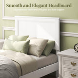 Giantex Wood Twin Bed Frames with Headboard, Mid Century Platform Bed Frame with Solid Wood Legs & Wooden Slat Support, Twin Bed Frames for Kids Adults, White Bed Giantex