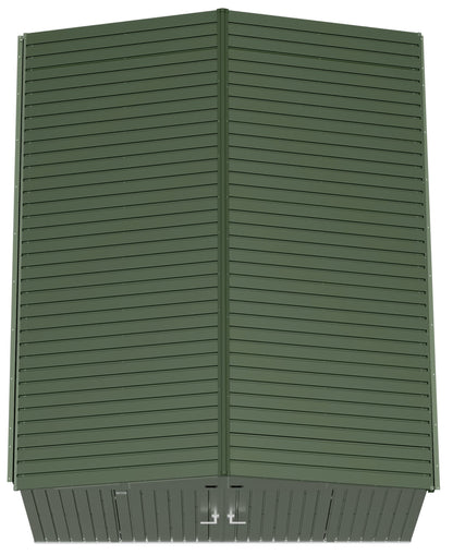 Scotts 10' x 12' Outdoor Lockable Water-Resistant Steel Storage Shed Building with Tool Hanger and Gable Roof, Green - WoodArtSupply