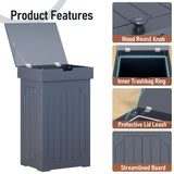 Function Home Trash Can Cabinet, 13 Gallon Kitchen Garbage Can, Wooden Recycling Trash Bin, Freestanding Dog Proof Trash Can, Farmhouse Trash Cabinet with Lid for Home Kitchen Bedroom, Grey Function Home
