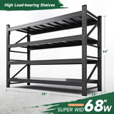 Letaya 68" W Storage Shelves Heavy Duty, 7000LBS Garage Shelving Units, 4 Tier Adjustable Utility Rack Shelf,Large Metal Industrial Shelves,for Shop,Warehouse,Basement (68" W x 24" D x 64" H) Letaya