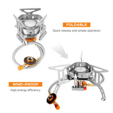 Odoland 3500W Windproof Camp Stove Camping Gas Stove with Fuel Canister Adapter, Piezo Ignition, Carry Case, Portable Collapsible Stove Burner for Outdoor Backpacking Hiking and Picnic Odoland
