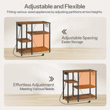 HOOBRO Bakers Rack with Power Outlet, Microwave Stand with 5 S-Shaped Hooks, Coffee Bar, Kitchen Storage Shelf, for Kitchen, Living Room, Rustic Brown and Black BF19UHB01 HOOBRO