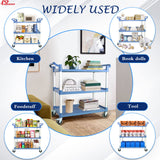 AQNIEGEP Utility Carts with Wheels Rolling Cart Commercial Kitchen Cart Large Food Service Cart Heavy Duty, 600 Lbs Load Capacity, Lockable Wheels, Rubber Hammers AQNIEGEP