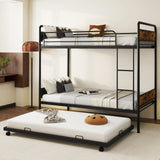 Giantex Metal Twin Over Twin Bunk Bed with Trundle, Industrial Twin Bunk Beds with Ladder & Full-Length Guardrails, Space Saving Bunk Bed for Teens, Adults, Guests, No Box Spring Needed, Black Giantex