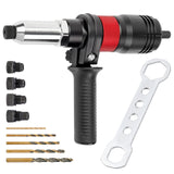 YUZES Rivet Gun Kit Adapter for Cordless Drills and 8mm Ratchet Wrench, Rivet Tool with (3/32", 1/8", 5/32", 3/16", 1/4") Interchangeable Rivet Heads and 5 Twist Drill, Easy Processing for Pop Rivet YUZES