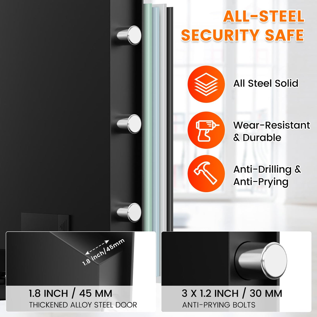 6.5 Cub Extra Large Home Safes Water and Fireproof, Anti-theft Safe Box with Removable Shelf, Digital Fire Proof Safe for Home Money Jewelry Valuables RXUJYC