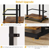 Narrow 5-Tier Industrial Rustic Brown Bookshelf with Metal Edge Protection Hosfais