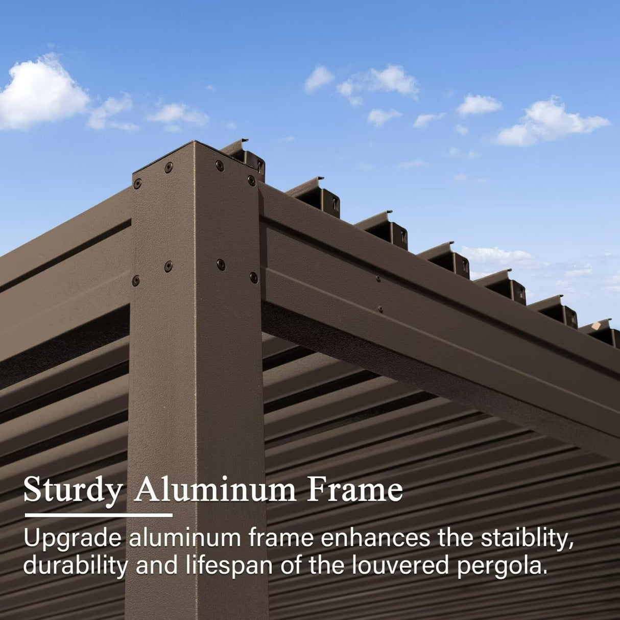 Domi Outdoor Louvered Pergola 10x20FT with Adjustable Steel Roof, Outdoor Aluminum Frame Rainproof Pergola for Backyard, Garden and Lawn,Brown domi outdoor living