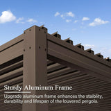 Domi Outdoor Louvered Pergola 10x20FT with Adjustable Steel Roof, Outdoor Aluminum Frame Rainproof Pergola for Backyard, Garden and Lawn,Brown domi outdoor living