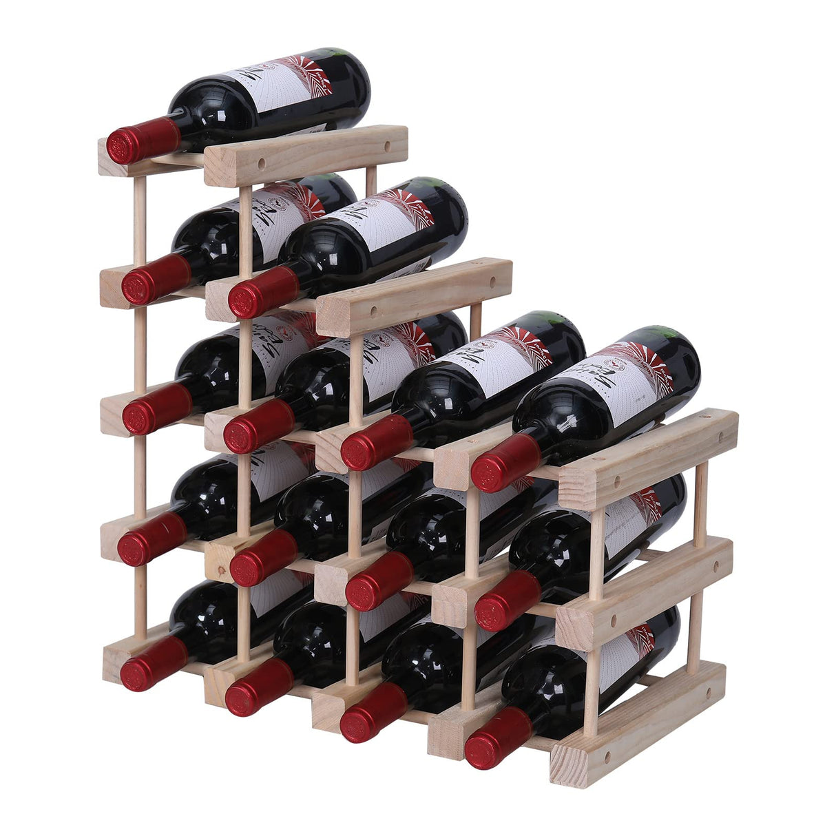 guilai Wooden Stackable Storage Modular Small countertop Wine Rack Cabinet,Freestanding for Floor Wood Wine Bottle Shelf (16bottle) guilai
