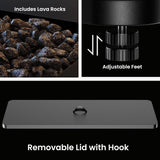 AMADA HOMEFURNISHING 43 Inch Propane Fire Pit Table, 60,000 BTU Gas Fire Pit with Lava Rocks, Waterproof Cover, Removable Lid, Cup Holders, 2-in-1 Fire Table for Patio, Backyard, Garden, Black AMADA HOMEFURNISHING