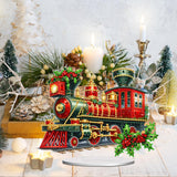 POETRYDRAW Diamond Art Ornament Desktop Kit Christmas Train, DIY Stand Up Acrylic Diamonds Painting Ornament for Adults, 5D Special Diamond Gem Craft Tabletop Placement Board Kit POETRYDRAW