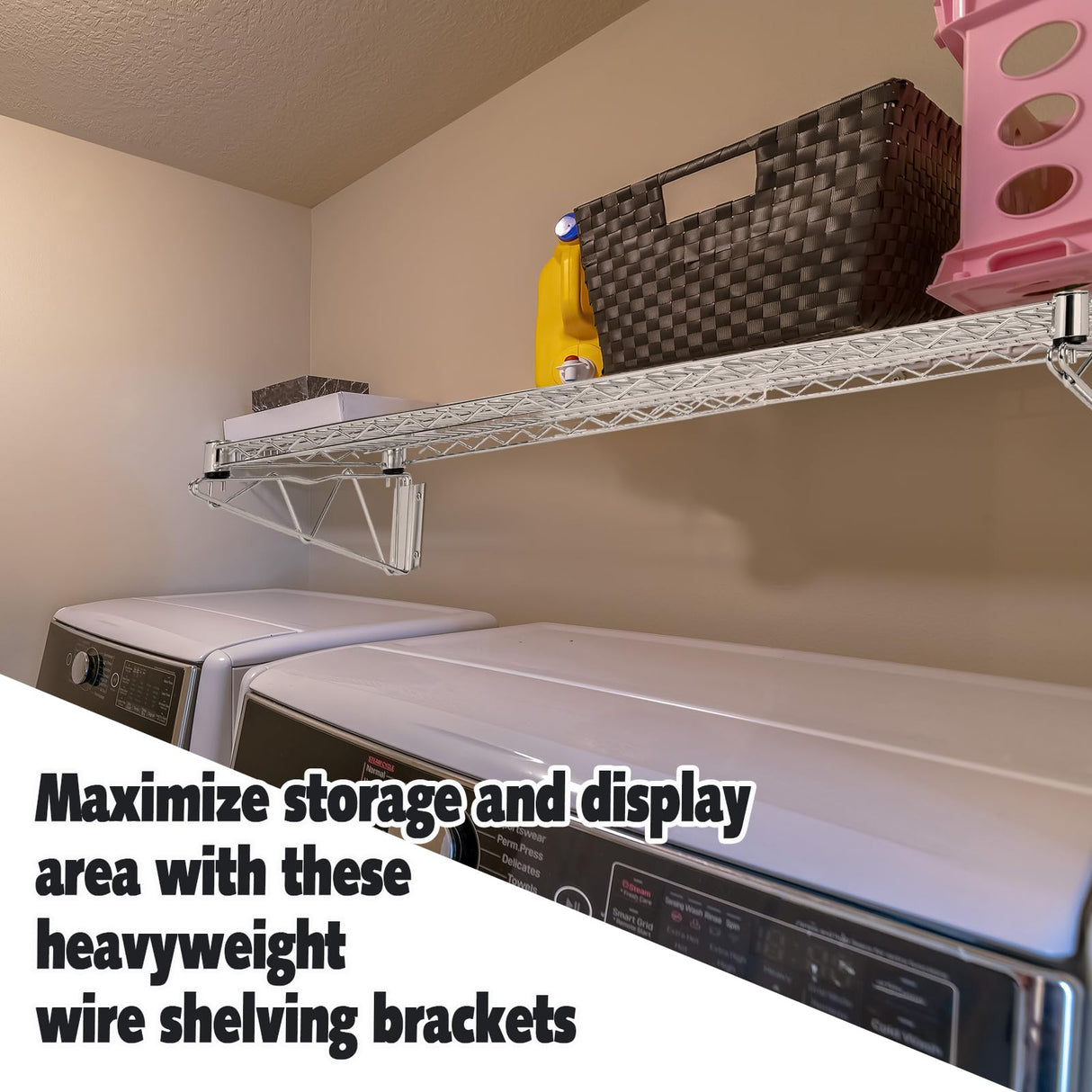 LOYIM 14" Wx 48" L Chrome Wire Wall Mount Shelf, Wall Mount Wire Shelf Kit Heavy Duty Garage Wall Shelving for Wall Storage, Holds Up to 600 Lbs LOYIM