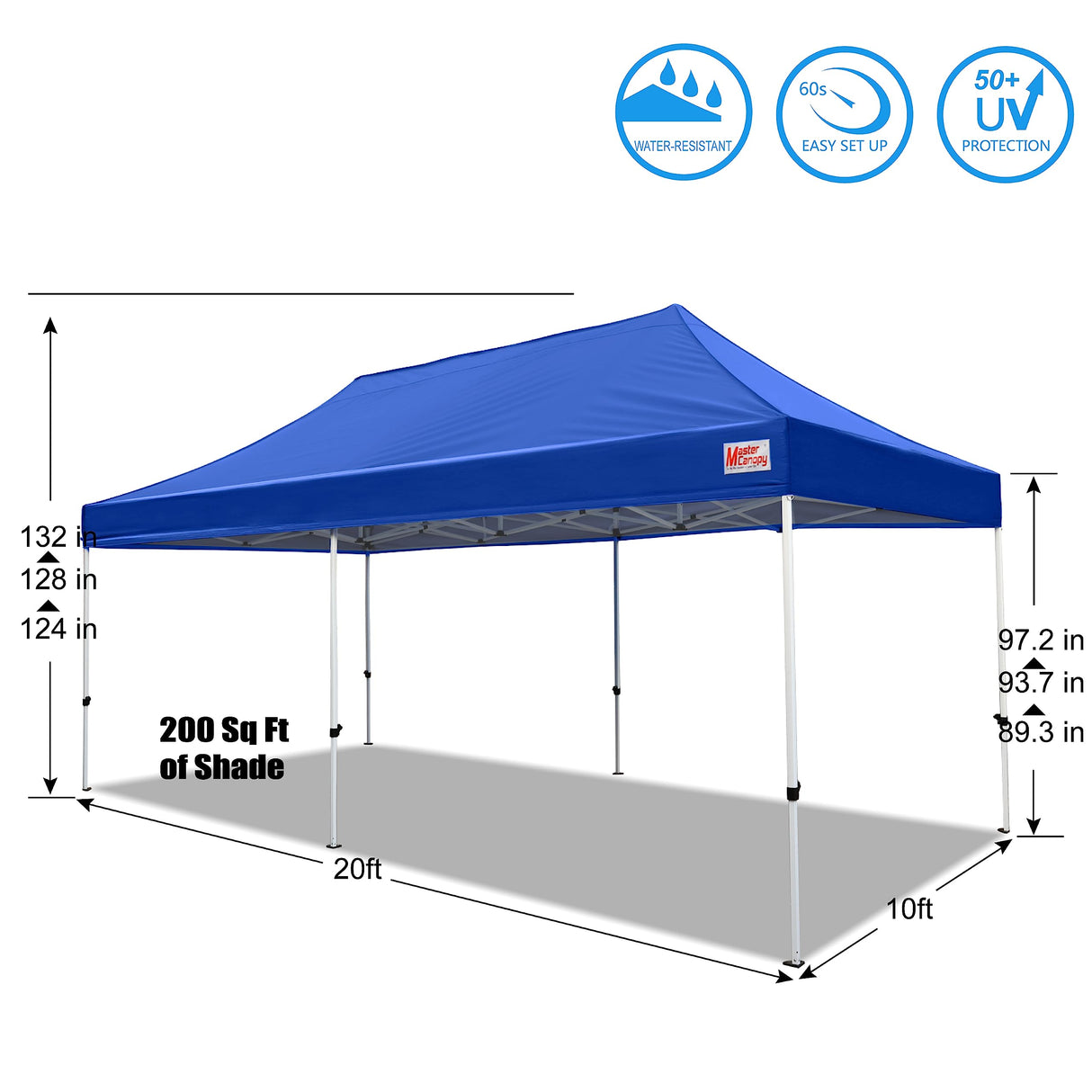 MASTERCANOPY Pop Up Canopy Tent Commercial Grade 10x20 Instant Shelter (Blue) MASTERCANOPY