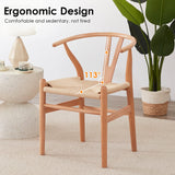 STARY Fully Assembled Wishbone Rattan Dining Room Chairs, Set of 4, Natural STARY