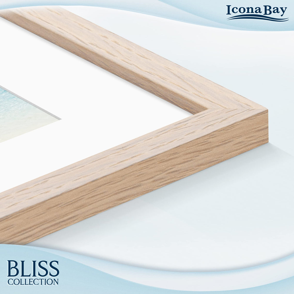 Icona Bay 8x10 Light Oak Picture Frame with Removable Mat for 5x7 Photo, Modern Style Wood Composite Frame, Table Top or Wall Mount, Bliss Collection Icona Bay