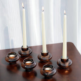 VOHO Brown Candlestick Holders Set of 6, Old Fashioned Candle Sticks Holder Decor for Daily Room/Halloween/Thanksgiving Party, Double Side Taper Candle Holders for Candlesticks/Tealight Candles(Brown) VOHO