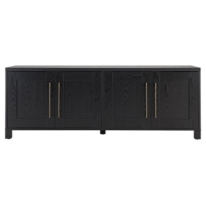 Henn&Hart Rectangular TV Stand for TV's up to 80" in Black Grain, TV Stands for the Living Room