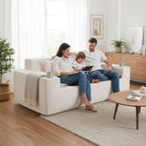 ATOMHOME 75'' Cloud Loveseat Sofa, Boneless Couch with Cup Holder, No Assembly Required Cloud Couch, Comfy Deep Seat Sofas, Corduroy Couches, Boneless Couches for Living Room Bedroom, Apartment, Beige ATOMHOME