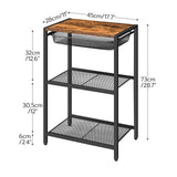 HOOBRO Tall End Table with Metal Storage Basket, Industrial Telephone Side Table, Small High Nightstand for Living Room, Bedroom, Office, Rustic Brown BF06UDH01 HOOBRO