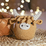 Crochet Kit for Beginners: Highland Cow Crochet Kit, Learn to Crochet, Include Easy Knitting Soft Yarn, Step-by-Step Video Tutorial, Hook, Holiday Birthday Gift for Adults and Kids(30%+ Yarn) CrochetBox