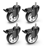 HOLKIE Caster Wheels 4 inch Total Locking Stem Casters, 3/8" -16 x 1 (Stem Diameter 3/8", Stem Length 1") Threaded Stem Casters Swivel Casters Set of 4 Heavy Duty Castors Black HOLKIE