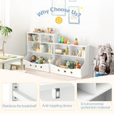 Curipeer White 3-Shelf Kids Bookshelf with 5 Cube Units and Star Pattern Toy Organizer for Playroom and Nursery Curipeer