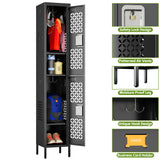 SUPEER 2 Doors Metal Locker with Adjustable Shelves and 6 Hooks,Metal Lockers for Employees for Gym,School,Office,Home,Garage,Assembly Required,Black SUPEER