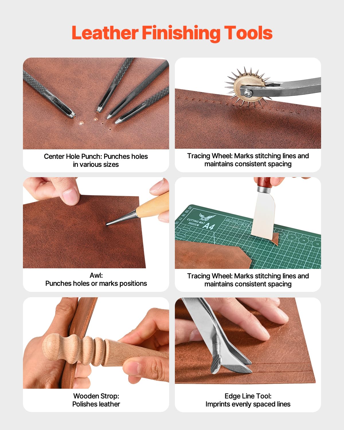 VEVOR Leather Working Tools Kit, 59 PCS Leather Craft Tools with Portable Canvas Storage Bag, Engraving Punching Sewing Stamping Sanding Tools, Ideal for Beginners DIY Enthusiasts and Professionals VEVOR