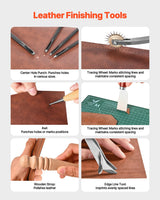 VEVOR Leather Working Tools Kit, 59 PCS Leather Craft Tools with Portable Canvas Storage Bag, Engraving Punching Sewing Stamping Sanding Tools, Ideal for Beginners DIY Enthusiasts and Professionals VEVOR