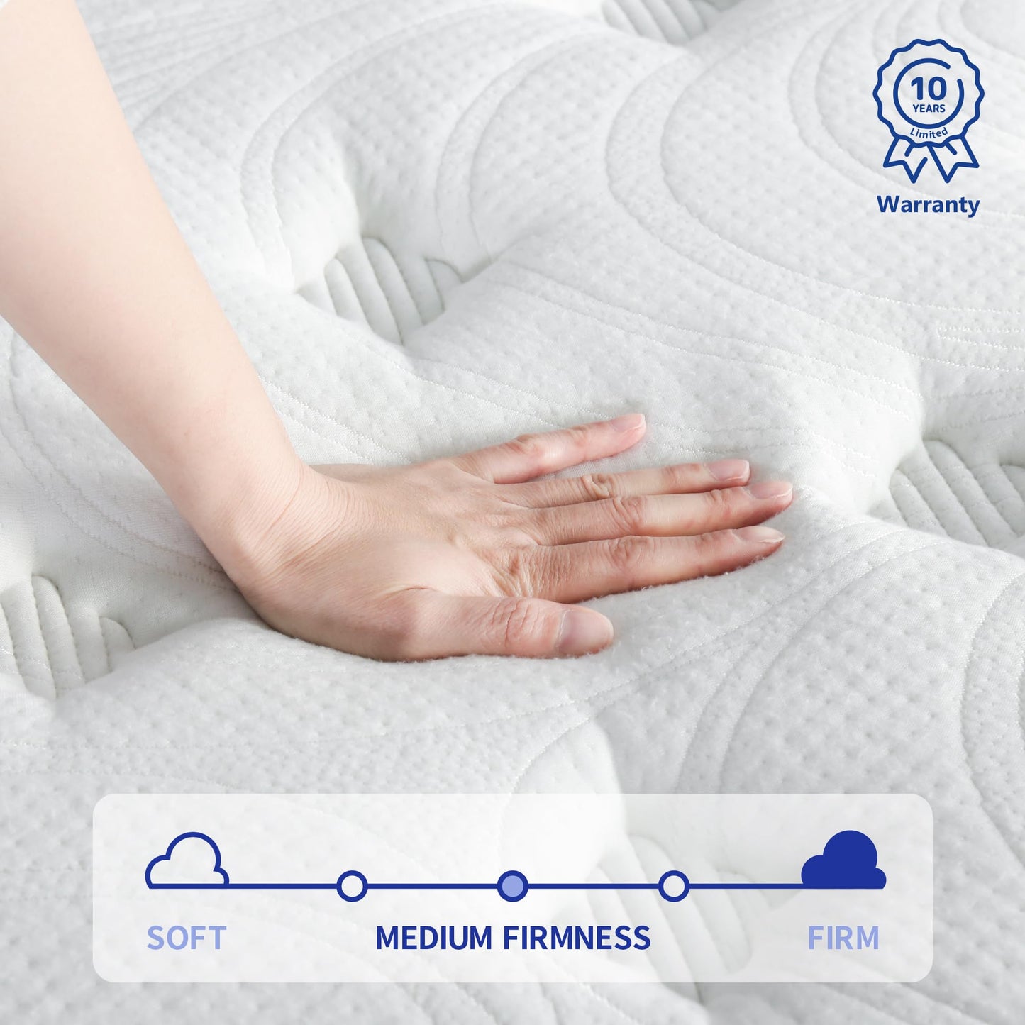 Olee Sleep Queen Mattress, 10 Inch Plush Cloud Hybrid Mattress, Gel Infused Memory Foam, Pocket Spring for Support and Pressure Relief, CertiPUR-US Certified, Bed-in-a-Box, Soft, Queen Size