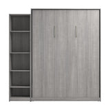 Bestar Claremont Queen Murphy Bed with Closet Organizer (85W) in Platinum Gray, Space-Saving Sleeping Arrangement for Multipurpose Room Bestar