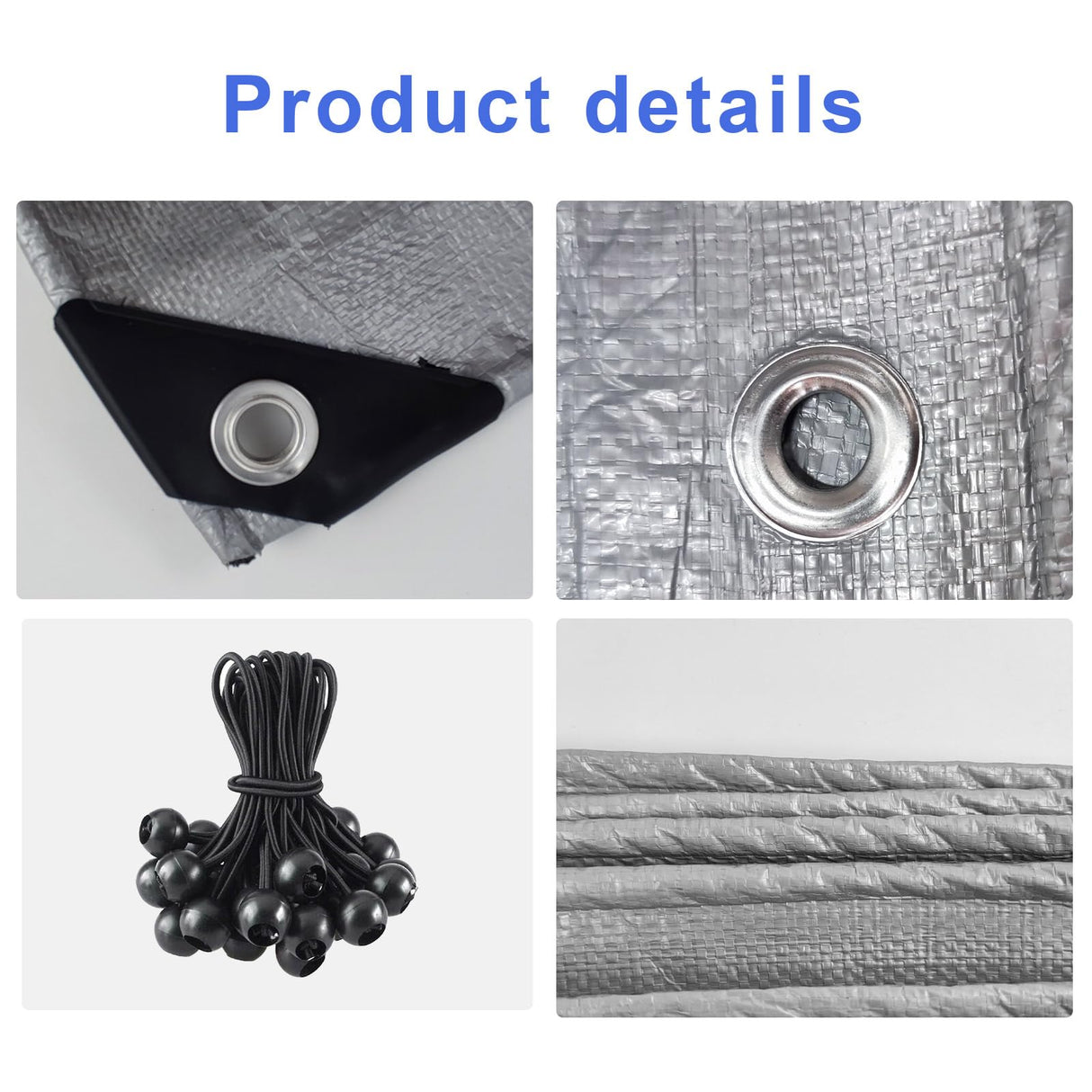 10 x 20 Ft Heavy Duty Carport Replacement Canopy Cover Waterproof & UV Protected Garage Top Tent Shelter Tarp Cover with 44 Ball Bungees Cords, Only Top Cover, Silver Grey BOUTICOL