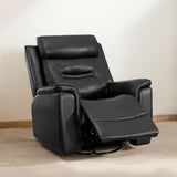 KISLOT Leather Recliner Chair, 360° Swivel Rocker for Adults Manual Rocking Reclining Chair with Adjustable Backrest Footrest for Living Room Bedroom Home Theater Seating KISLOT