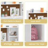 GarveeHome Kids Desk and Chair Set,Study Desk for Kids with Hutch, Storage Cabinet, Wooden Children Study Table, Student Writing Desk Computer Workstation for Kids Bedroom & Study Room,White GarveeHome