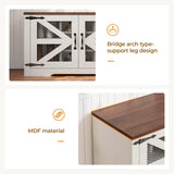 UPOSOJA Farmhouse Storage Bench with Cushion, Metal and Wood Shoe Rack Organizer, Adjustable Shelf, Shoe Cabinet with Half Hidden Storage Space, for Entryway, Bedroom, Living Room (Old White, 31.4in) UPOSOJA